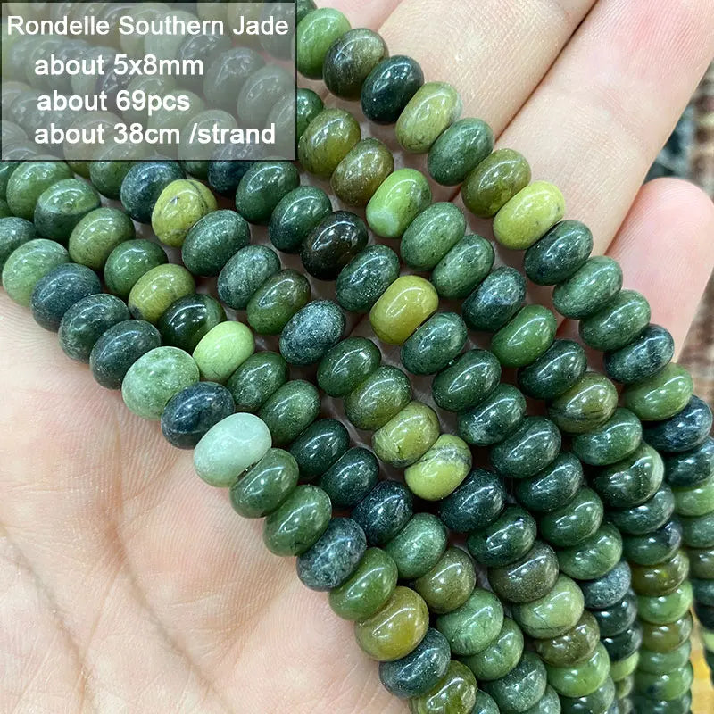 Wholesale 100% Natural Green Jade Cylinder Square Irregular Faceted Round Stone Beads for Jewelry Making Diy Bracelet Charms