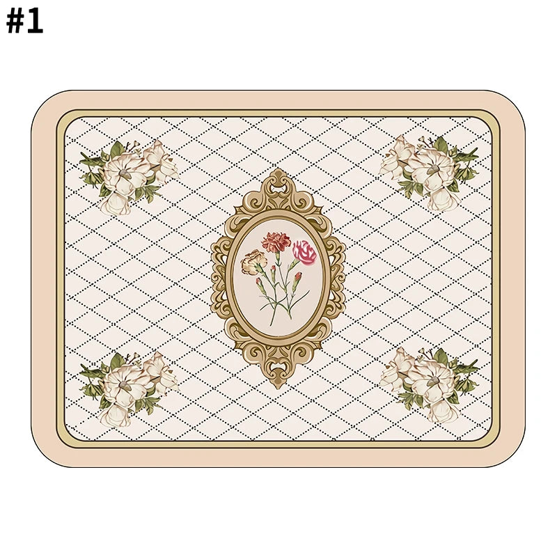 Anti-slip 100% Polyester Floral Kitchen Drainer Pads/Sizes: S/M/L/XL