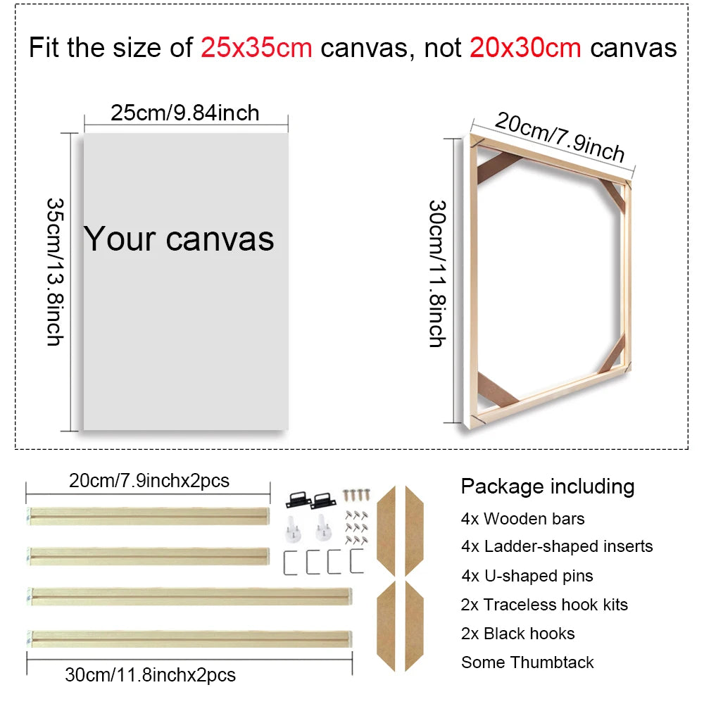 Unisex DIY Craft Single Rectangle Nature Wood Frames For Canvas Oil-Water Painting Kits /Colors-Brown/Beige