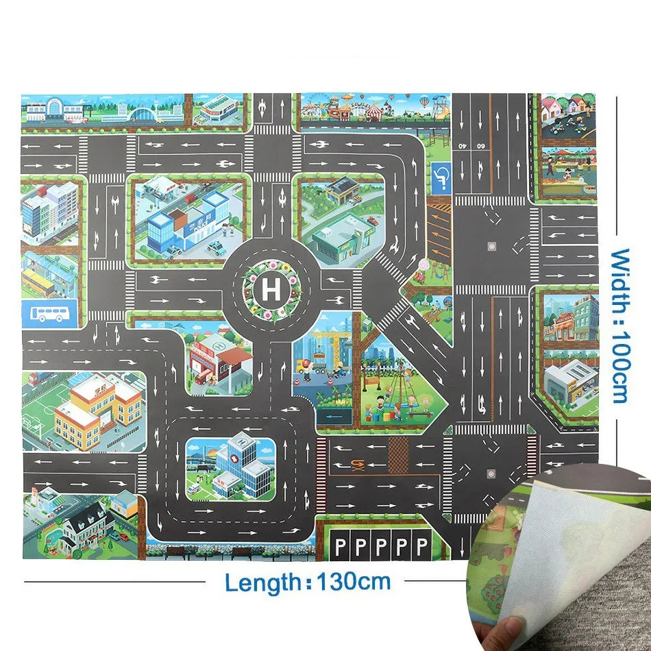 Babies Plastic Waterproof Non-Woven Cartoon Traffic Road Maps Crawling Educational Play Mats/Colors-Multicolor/Gray/Black/Blue/Babies Ages: 6 Months + Older