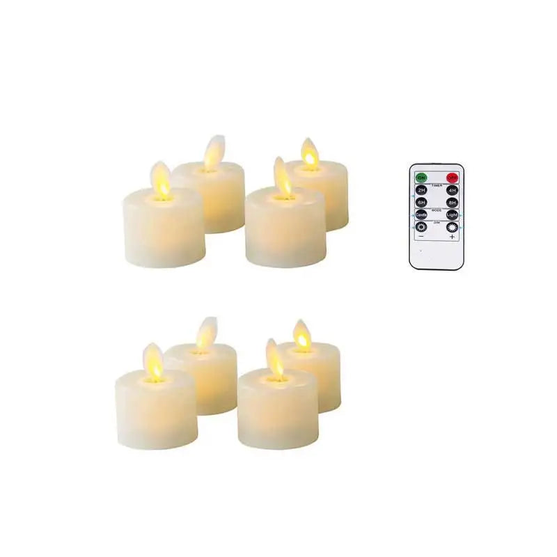 4-12 PCS Set Beige LED Realistic Plastic Flameless Electronic Moving Wick Round Pillar Candles/Including CR2032 Button Battery Each Candle /Battery Life: About 24-48 hours