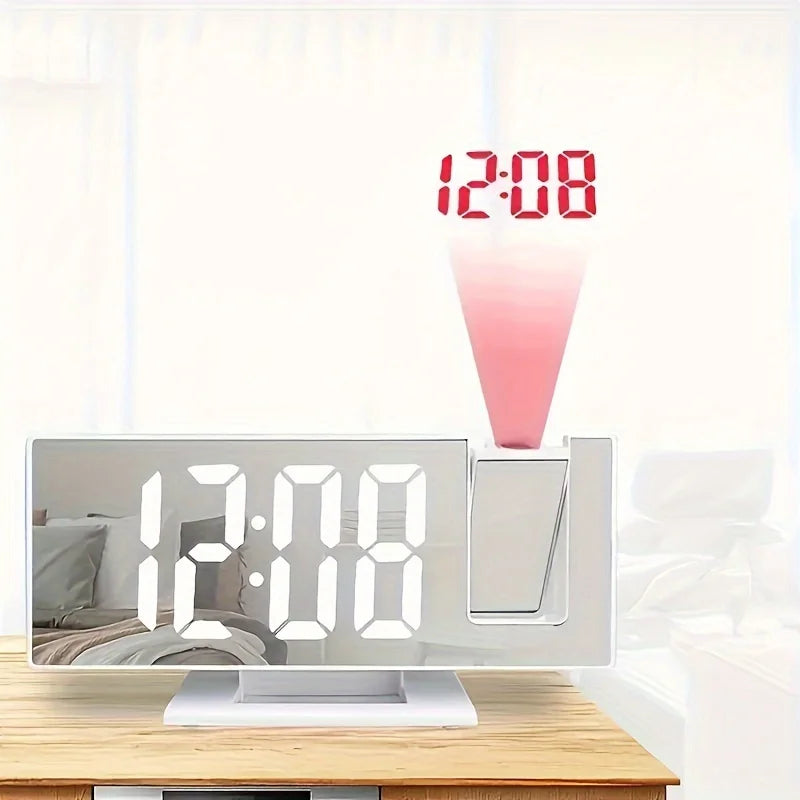 Mirrored Face Rectangle Intelligent Plastic Digital LED Multifunctional Projector Plug-In USB-DC Cable Alarm Clocks/Colors-Black/White/Multicolor