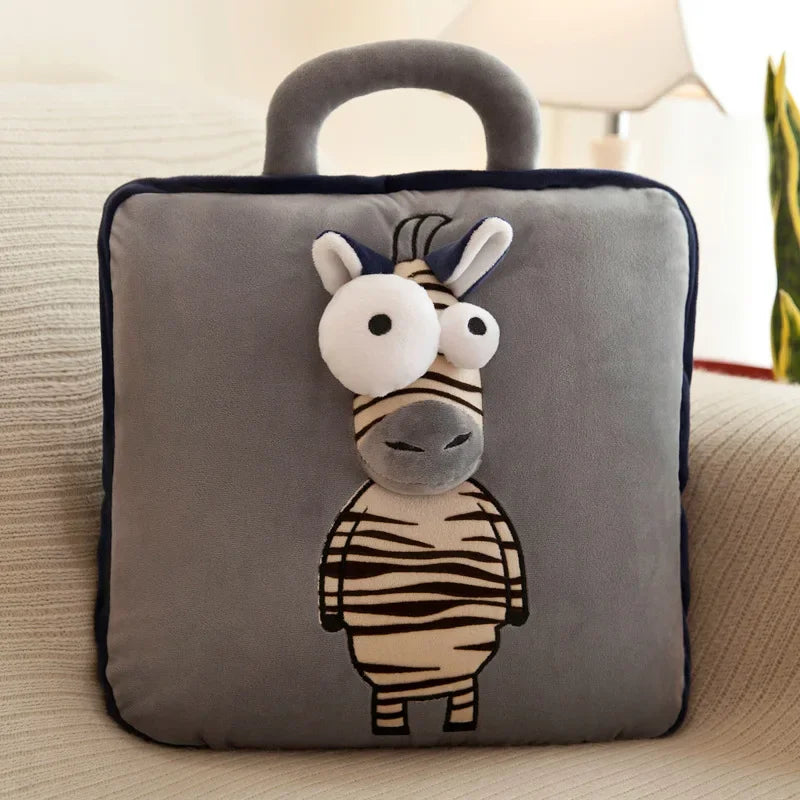 100% Polyester 2 in 1 Pillow Quilt Dual-Use Nap Animal Pillow W/ Multifunctional Folding Blanket