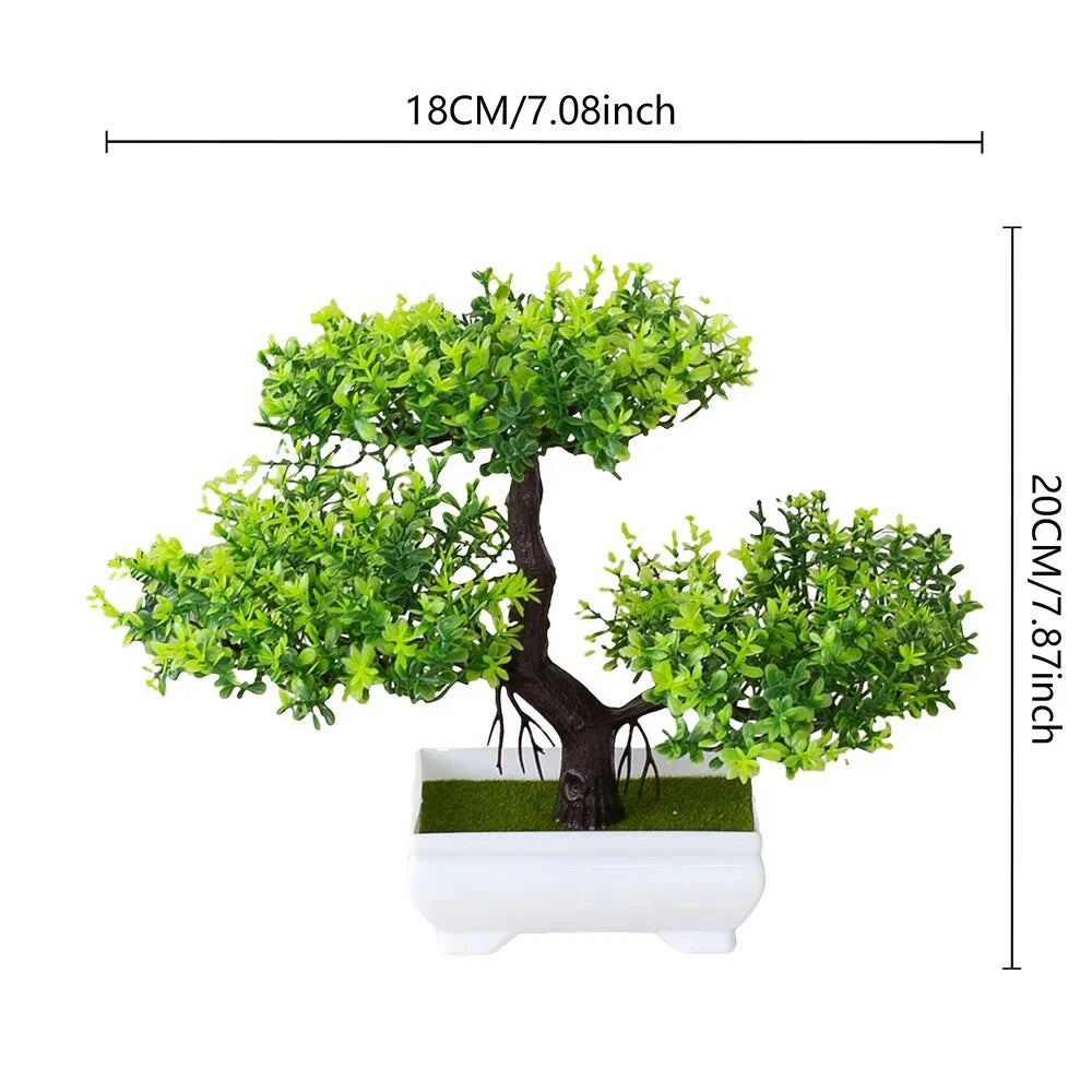 Small Artificial Plastic Non-Flowering Magnoliopsida Bonsai Tree Rectangle Pot/Colors-Orange/Green/Purple/Pink