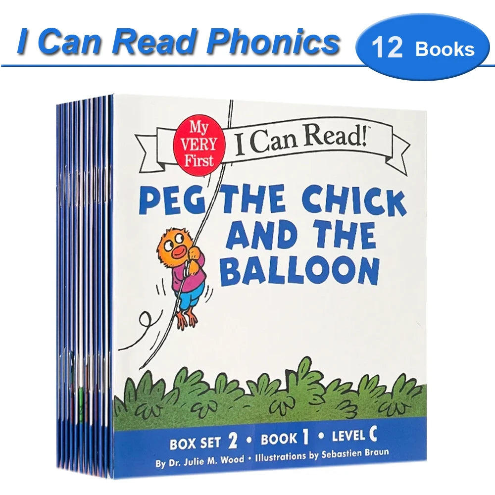 Kids 12 PCS Multicolor Paperback Educational My Very First English Picture Books-I Can Read Phonics Sets/ 12 Pages Per Book/Ages: 3-12 Years Old