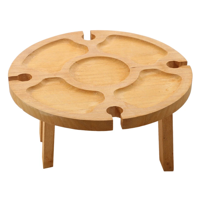 Wooden Big/Small Round Outdoor Portable Folding Picnic Table/Colors-Brown/Beige