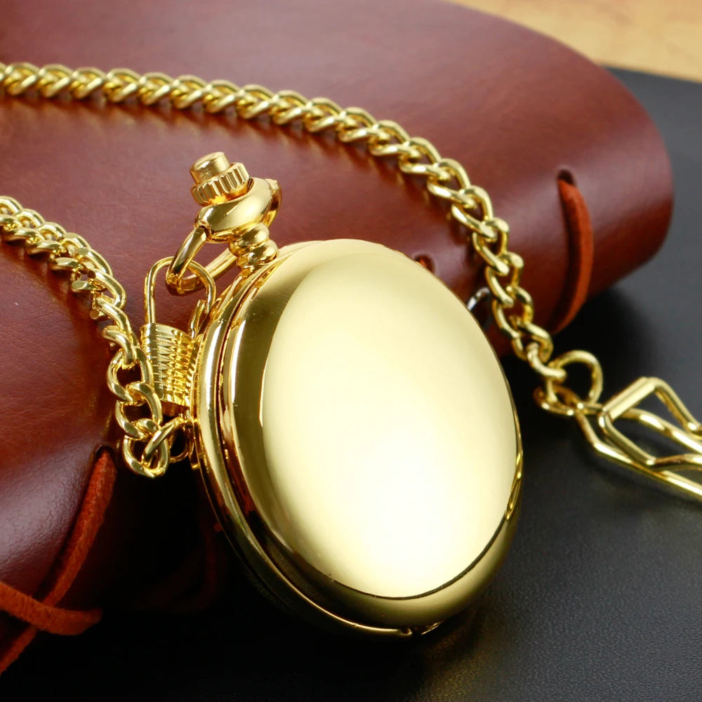 SHUHANG Adults Antique Quartz Gold Round Shaped Acrylic Face Analog-Digital Display Black Roman Numeral Metal Alloy Case Necklace Chain-Pocket Watches