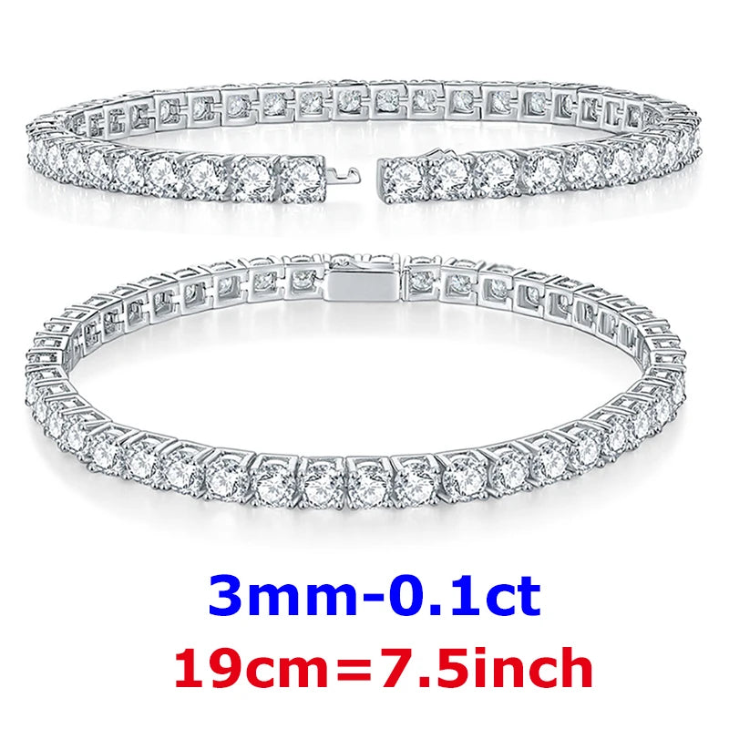 DJMAX 3-6.5mm Full Moissanite Tennis Bracelet For women Original 925 Sterling Silver Man's Moissanite Tennis Chain New 2023