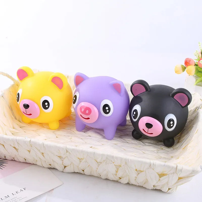 Kids Soft Plastic Silica Gel Non-Toxic Cartoon Cute Talking Babies-Bear-Rabbit-Pig-Tiger Animal Anxiety-Stress Reliever Toys/Ages: 13-18 Years Old/ Colors-Multicolor/Purple/Yellow/Pink/White/Animals