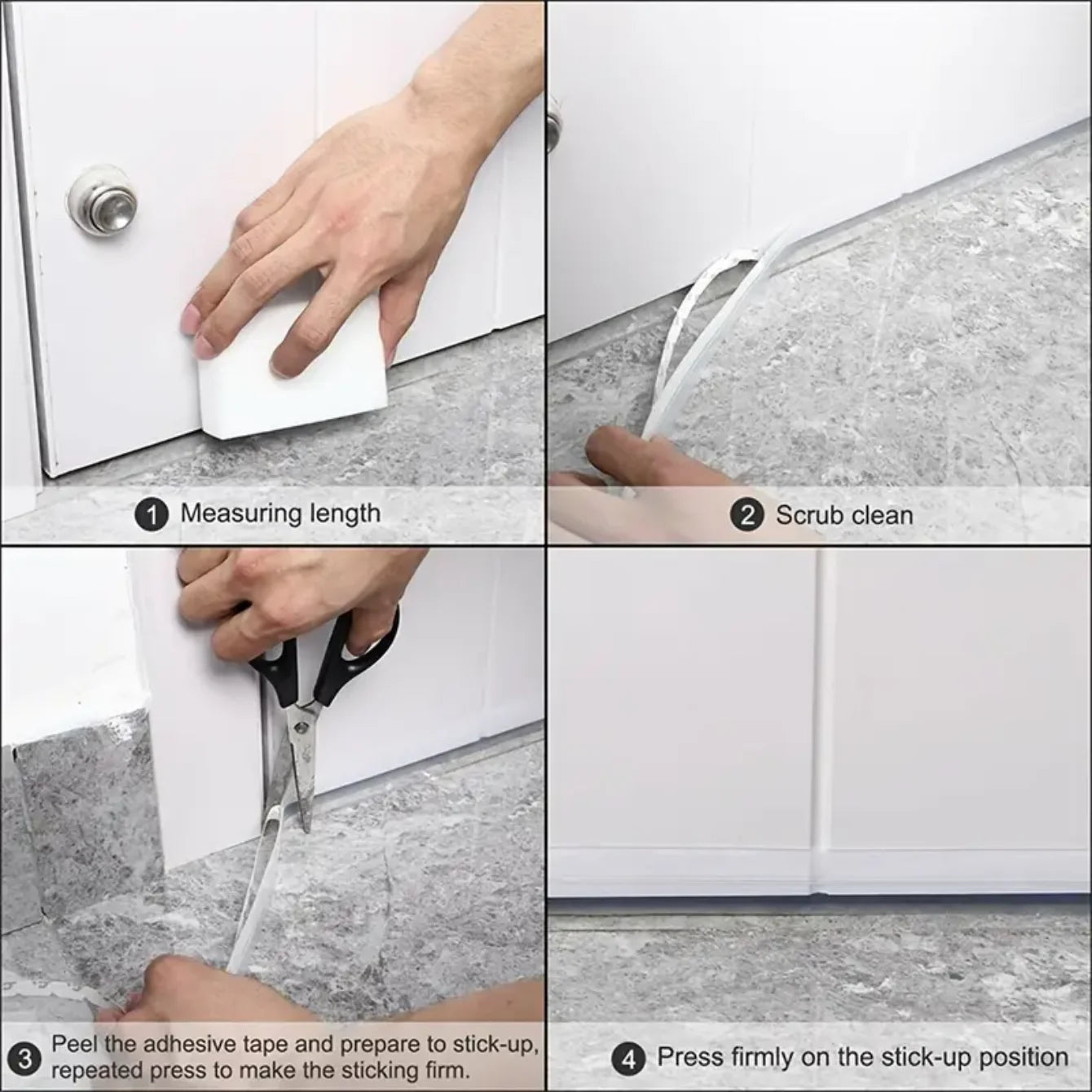 Pure Silicone Waterproof Backing Non-Toxic TPE Adjustable Self-Adhesive Wind-Sound-Proof Under Door Bottom Seal Strips/Colors-Black/Brown/Gray