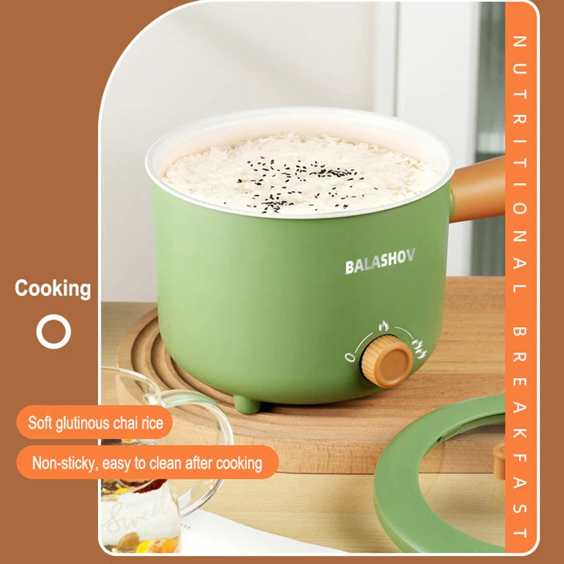 Green Non-Stick Automatic-Power Off Ceramic Stainless Steel Electric Cooker-Steamer Pots/Built-In Steam Rack/Removable Heat Insulated Handle