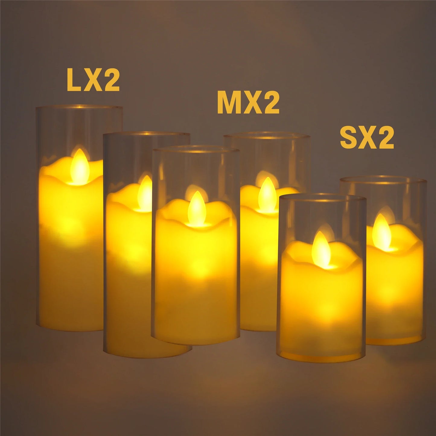 6 PCS Set LED Round Cup-Shaped Plastic Acrylic Glass Electronic Realistic Flickering Flameless Small Tealight Candles/Batteries Included/ 3 Extra-AG13 Batteries/Colors-White/Clear/Yellow