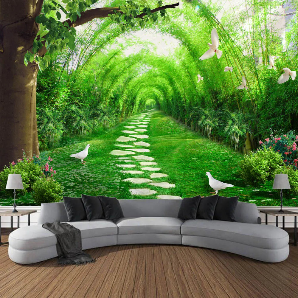 Bamboo tapestry natural landscape 3d printing wall hanging home decoration aesthetics room art wall decoration blanket