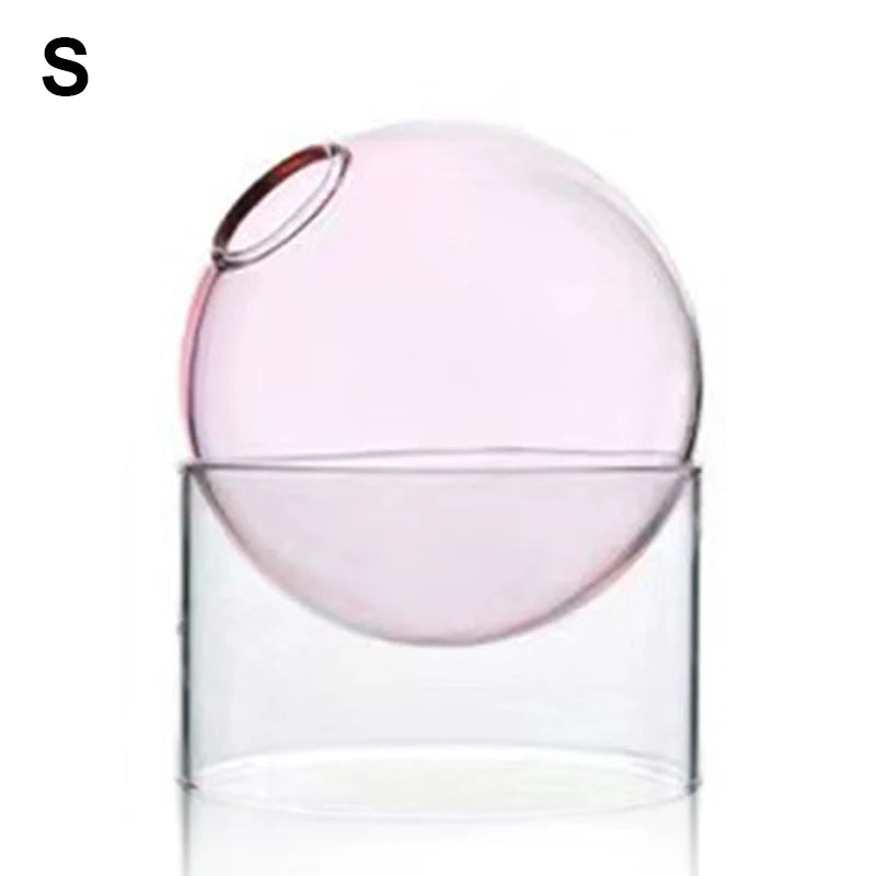 Mini Nordic Tabletop Borosilicate Glass Ecological Round Bottle Vases/Colors-White/Orange/Blue/Clear