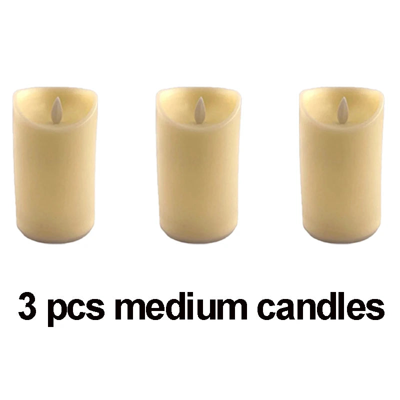 2 PCS Set Plastic Large Ivory Round LED Electronic Wax Warm Glowing Flameless Candles/3-AAA Batteries Not Included/ /Bulbs Not Included