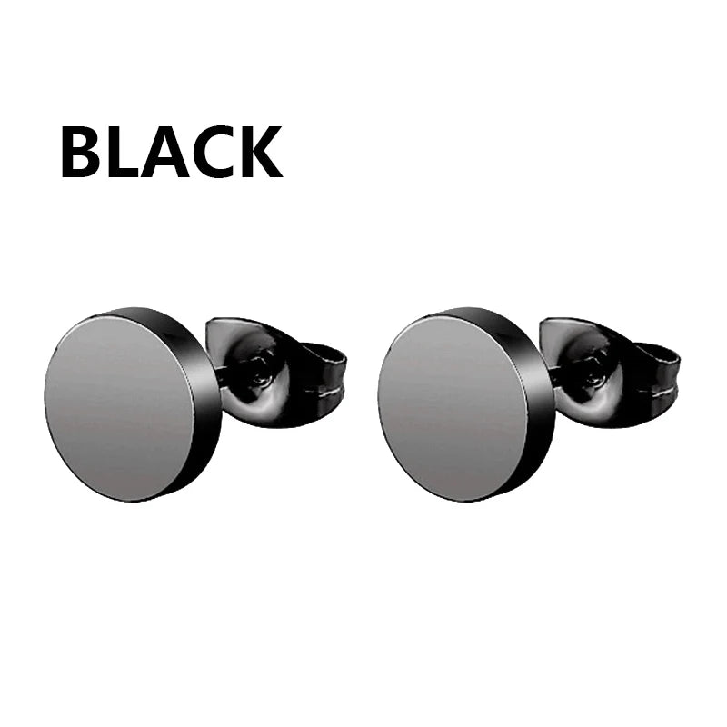 Unisex Metal Stainless Steel Imitation Black Studded Punk Earrings