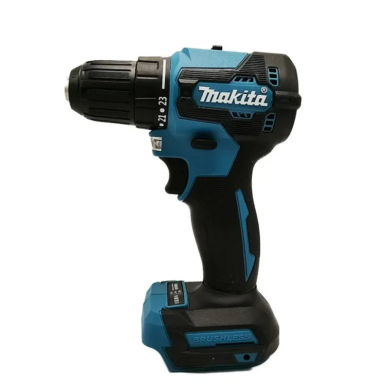 MAKITA 18V Outdoor Maximum Output Cordless Brushless Black-Blue Body Battery-Powered Rechargeable Soft Rubber Covered Pistol Handle All Aluminum Head Tung Steel Shaft Electric Power Driver Drills