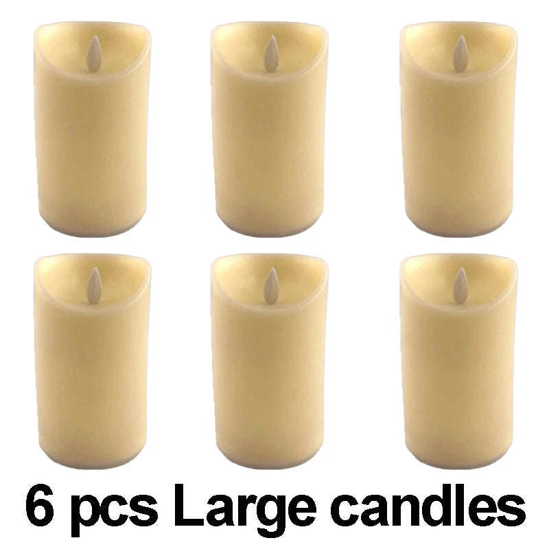 2 PCS Set Plastic Large Ivory Round LED Electronic Wax Warm Glowing Flameless Candles/3-AAA Batteries Not Included/ /Bulbs Not Included