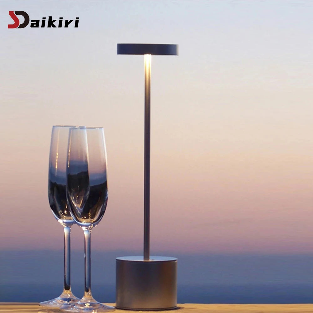 Retro Black Aluminum Iron Warm LED 3 Color Rechargeable Touch Dimming Round Cylindrical Cord Table Lamps