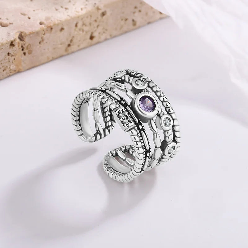 New in 925 Sterling Silver Retro Irregular Adjustable Rings For Women Wedding Luxury Jewelry Accessories Jewellery Moneys 925