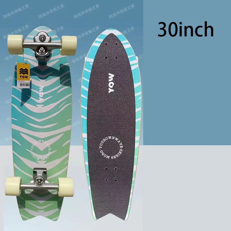 YOW Whole Kits Land Surf Skateboard Longboards w/ Trucks Wheels Bearings/And Tool/Colors-Black/Blue/Red/Striped/Yellow/Multicolor