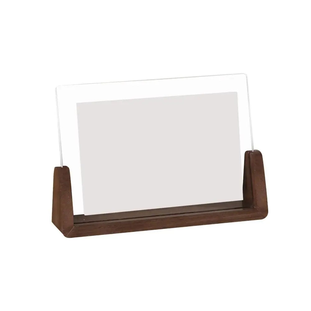 Flexible Strong Rectangle Clear Acrylic Brown Wood Base Photo Frames