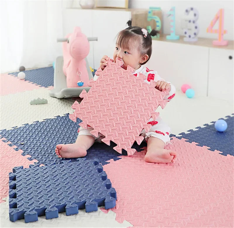 Tatame Babies 6 PCS Set Thick Strong Cuttable Elastic Split Interlocking Foam Joint Anti-Slip Bottom Playroom Floor Mats/Colors-Multicolor/Pink/Gray/White/Purple/Beige/Geometric