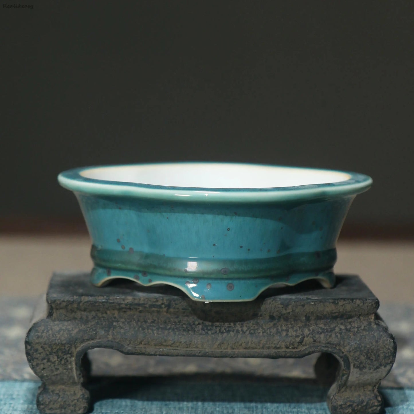 Creative Purple Sand Flower Pot Glazed Ceramic Bonsai Pot Small Flower Pot Japanese Succulent Flower Pot Home Decoration LE659