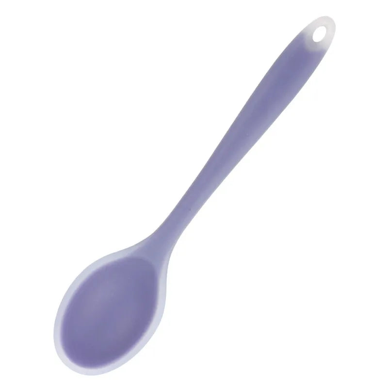 Kitchen Multicolored Thermostability Anti-Corrosion Soft Silicone Spoons/With Hook Hole /Colors-Multicolor/Blue/Green/Yellow