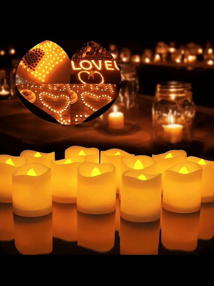 Flameless Flickering Plastic LED Electronic Small Tealight Candles/ 2-AC10 Battery Included/On-Off Switch/Colors-White/Yellow