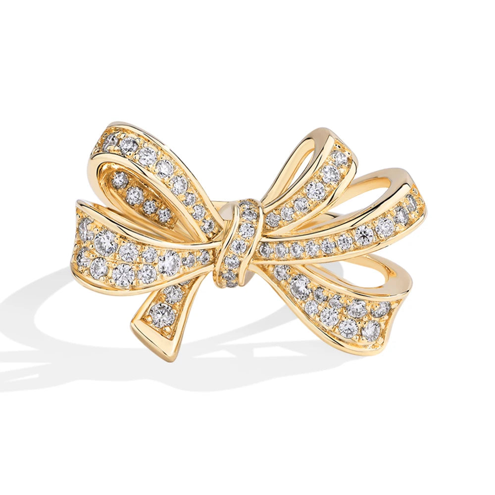 MINTYBOX S925 Sterling Silver Bowknot Lab Moissanite Engagement Ring for Women Luxury Diamond Rings Wedding Fine Jewelry Gift