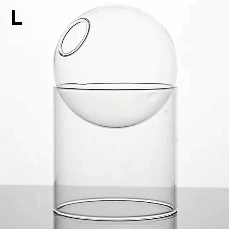 Mini Nordic Tabletop Borosilicate Glass Ecological Round Bottle Vases/Colors-White/Orange/Blue/Clear
