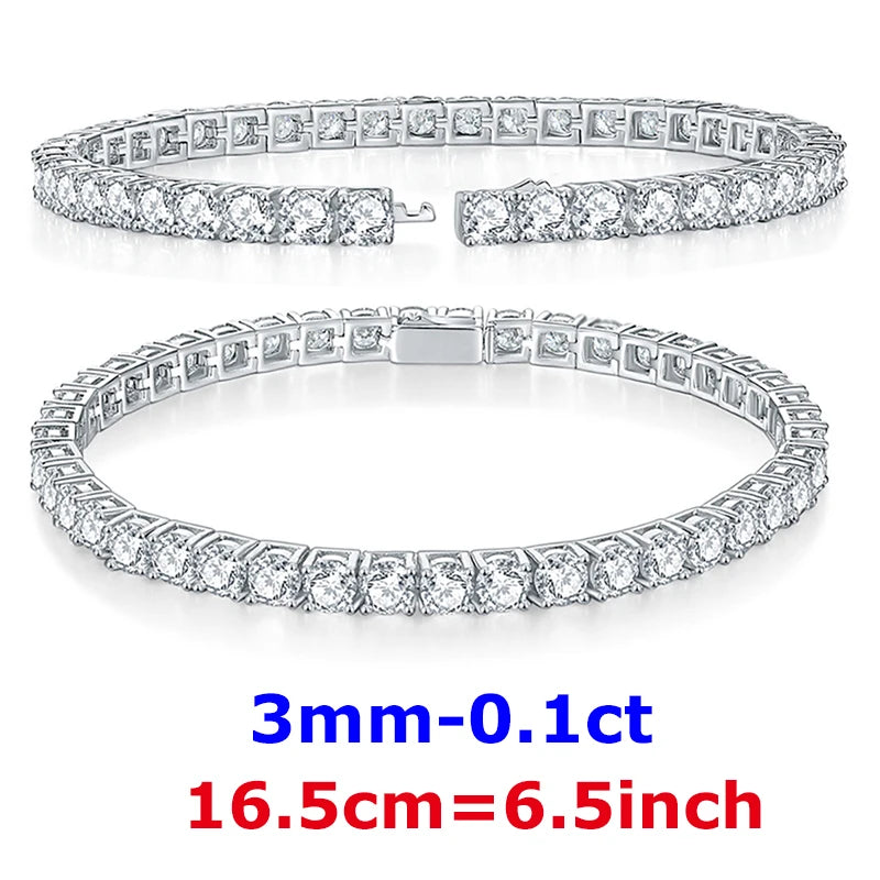 DJMAX 3-6.5mm Full Moissanite Tennis Bracelet For women Original 925 Sterling Silver Man's Moissanite Tennis Chain New 2023