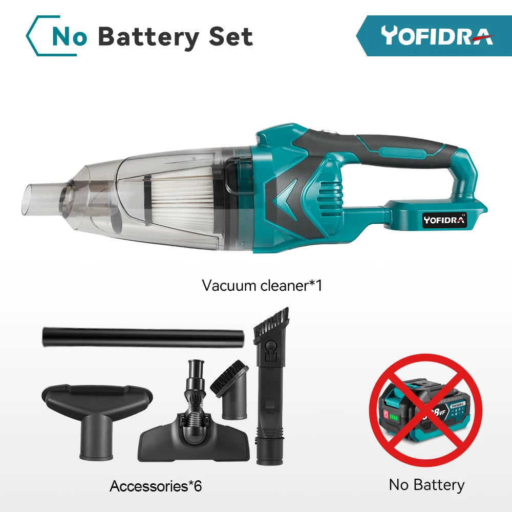 YOFIDRA 1500W Cordless Handheld Electric Vacuum Cleaner Rechargeable Cleaning Tool for Home Car Pet Hair for Makita 18V Battery