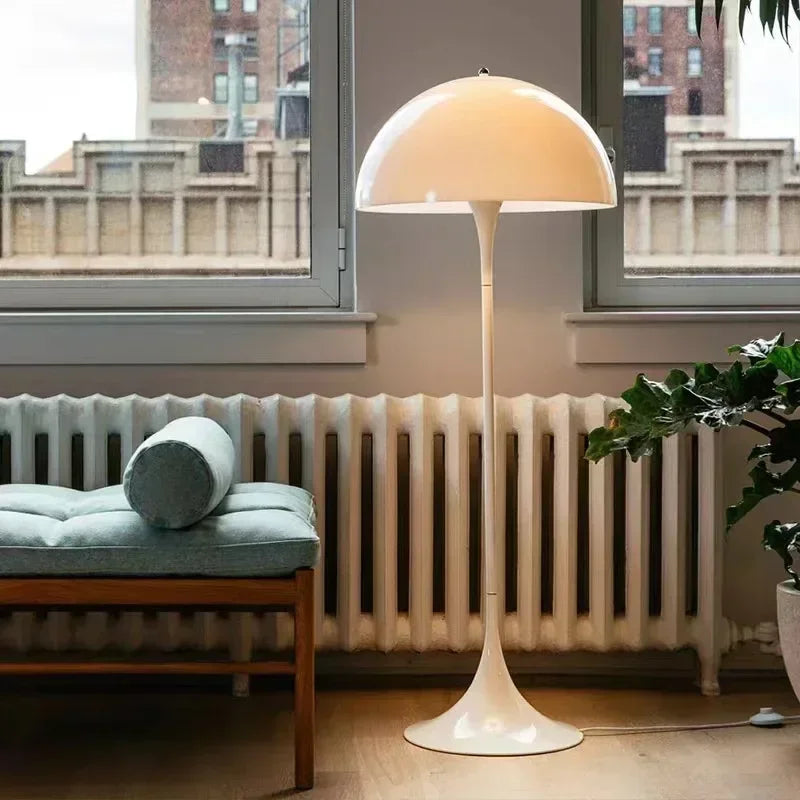 Modern Danish White Mushroom Shaped Down Up-Down Shade Dimmable LED Round Aluminum Iron Base Floor Lamps/LED Bulbs Included