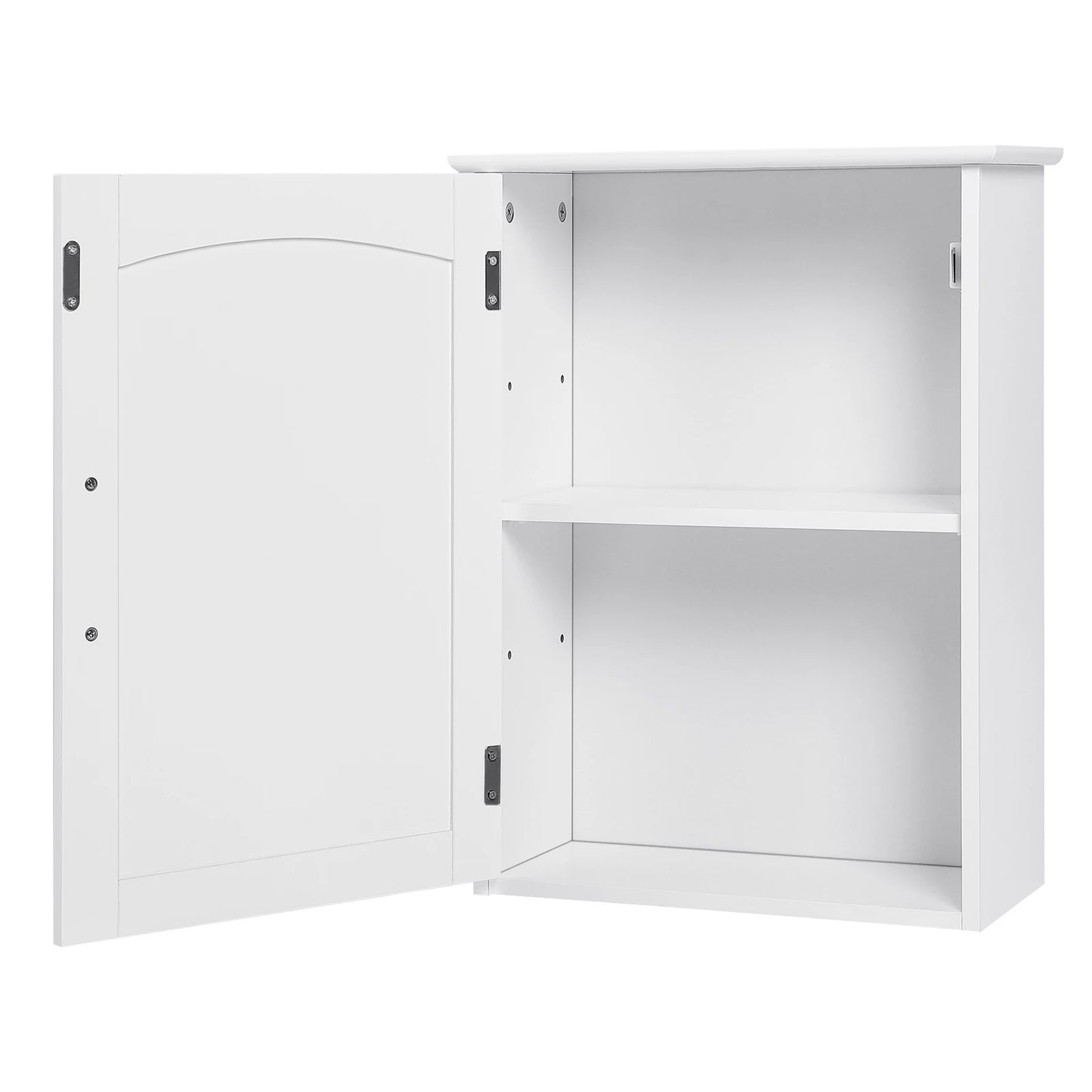 White Melamine Wall Hanging Bathroom Cabinet w/ Adjustable Shelf/Door/Metal Hinges/Dimension: 40x18x52cm (L x D x H)