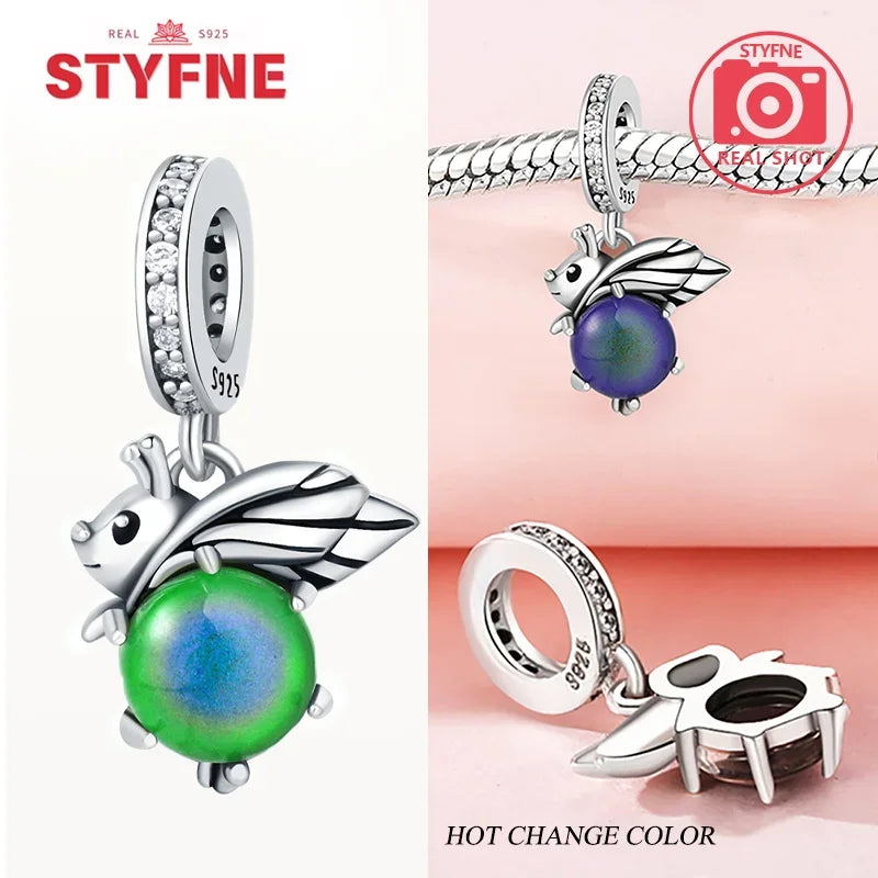 925 Sterling Silver Firefly Charms Glow in The Dark Pendant For Original Bracelet for Women fine Jewelry Love Gifts Diy