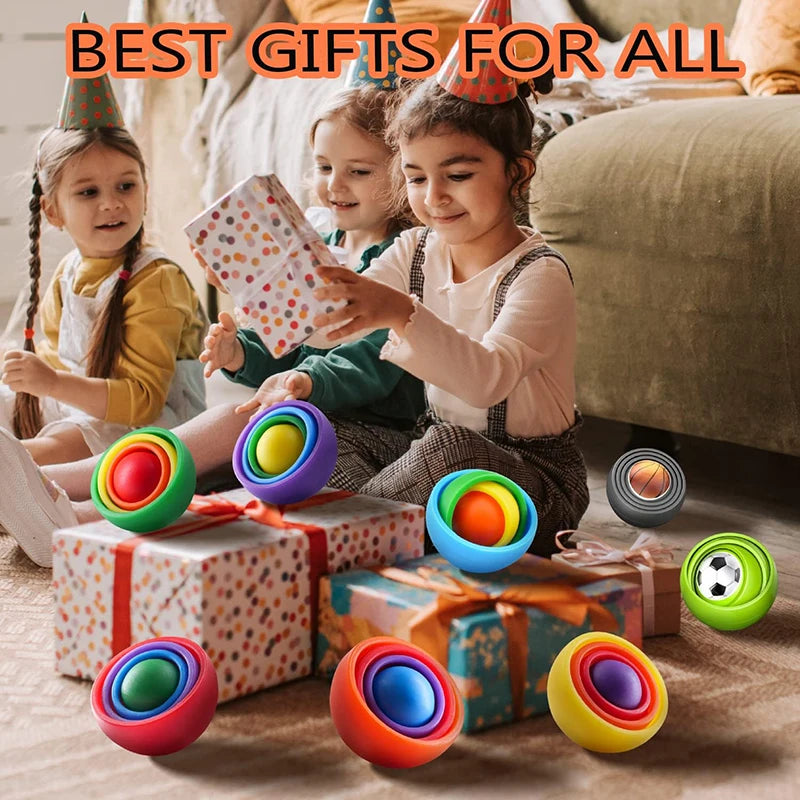 Non-Toxic/Anti-Allergic Plastic 3D Rotation Ball Fidget Gyro Sensory Toys/Ages: 3-18+ Years Old/Colors-Multicolor/Pink/Blue/Green
