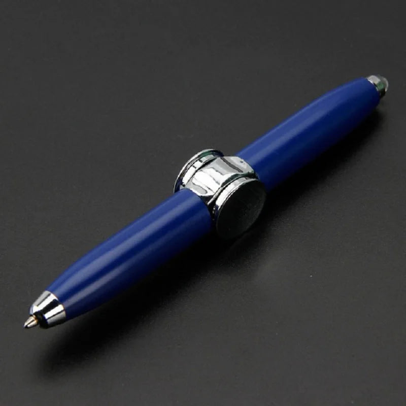 Gyro Metal Multi-Function Stress-Anxiety Relief LED Spinning Ballpoint Pen Fidget Toys/14-18 + Years Older/ Colors-Blue/Red/Silver/Gold/Black