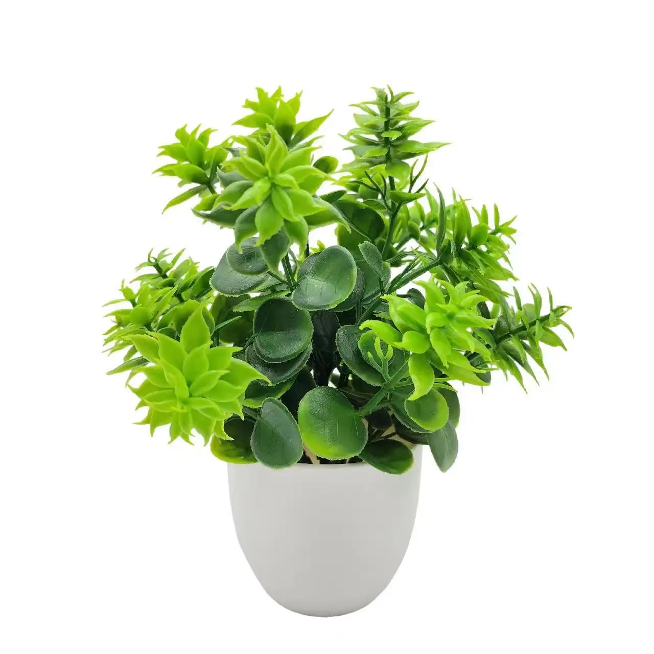 Indoor Mini Green Artificial Floral Bonsai Ardisia Spring Grass Pine Needle Non-Flowering Plant-Plastic Rectangle Pot