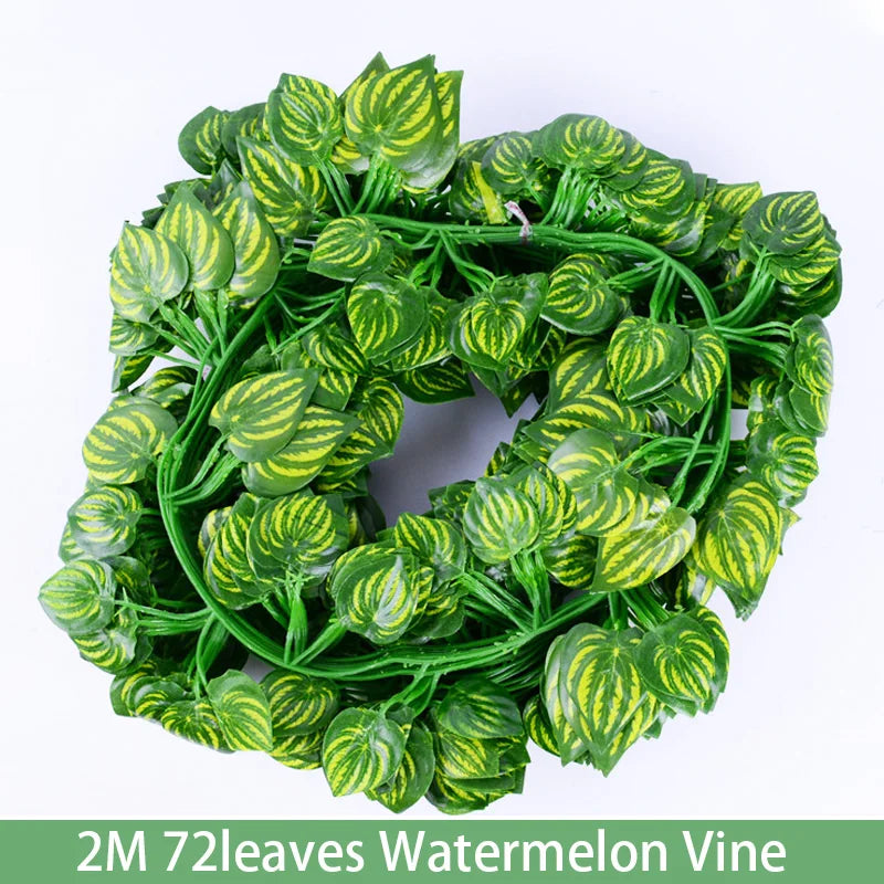 Outdoor Green 12 PCS Set Artificial Rattan Garland Non-Flowering IVY Vine Plants