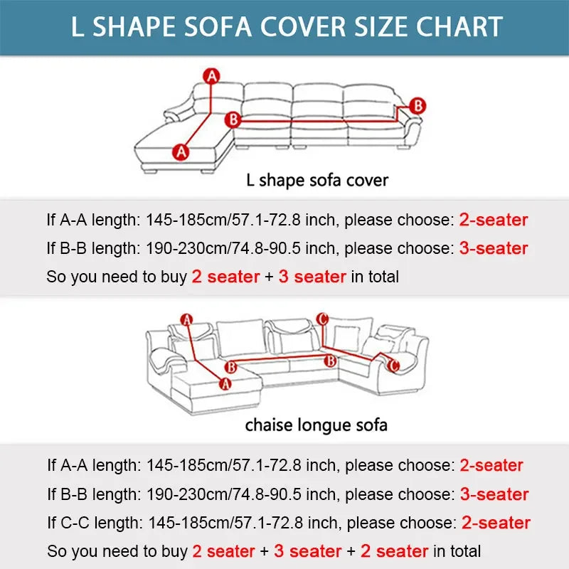 1-4 Seaters Small-X Large Solid Color Printed Polyester-Spandex Elastic Stretch Sofa L-Shape Slipcovers/Colors-Gray/White/Beige/Brown/Pink/Red