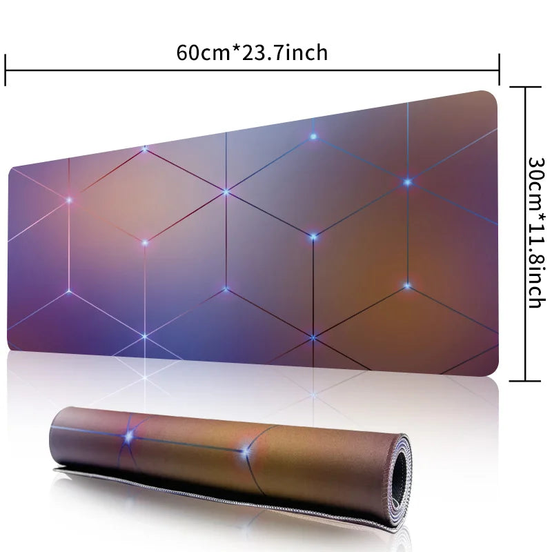 XXL Hexagon Shape Design Gaming Anti-Slip Rubber Base Stitched Edges Smooth Polyester Fabric Computer Mouse Pads/Colors-Black/Purple/Blue/Geometric