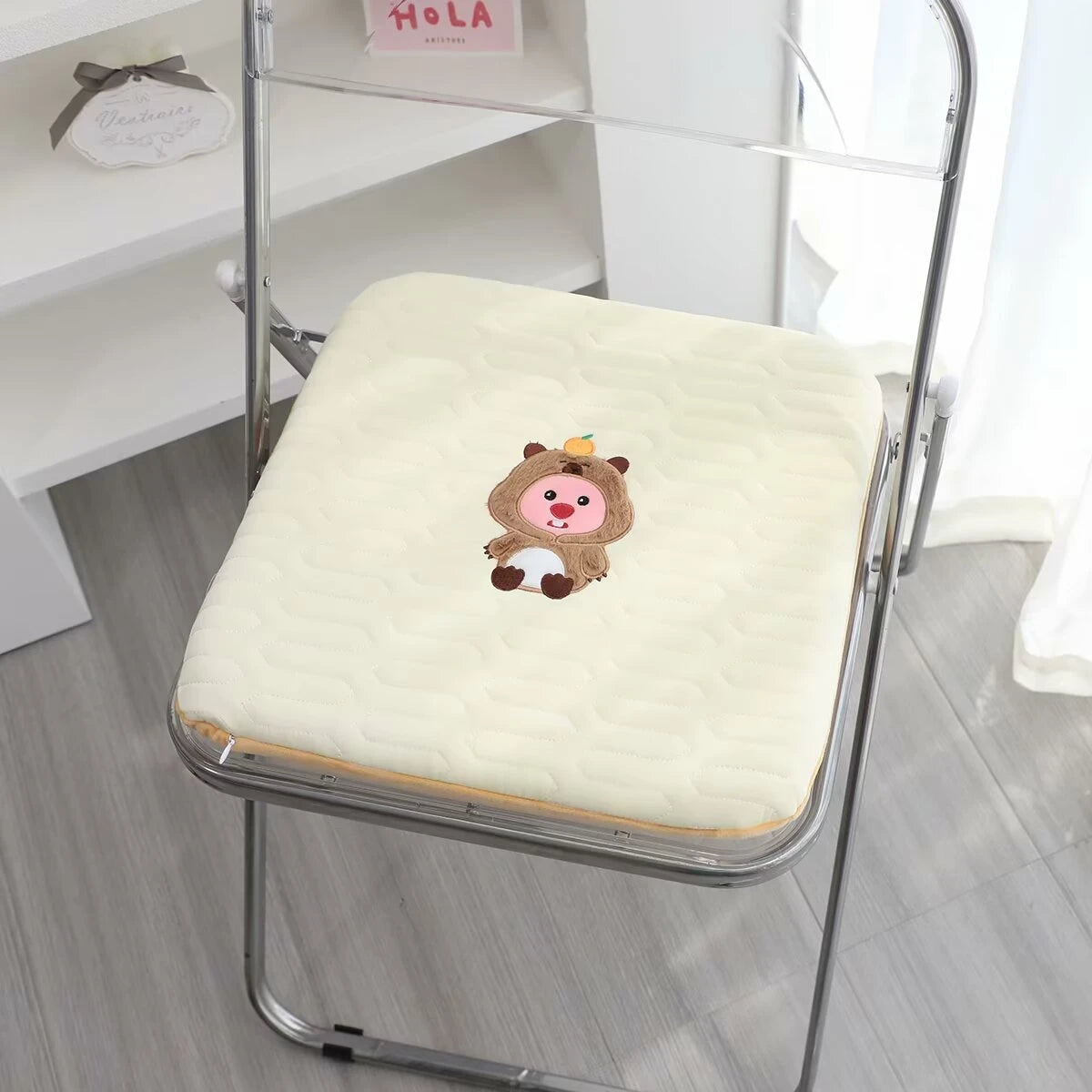 KUROMI Adult Handmade Cartoon Seat Cushion For Chairs/Light Colors-Light Blue/Light Pink/Light Peach/Light Green/Light Beige/ Light Off White/