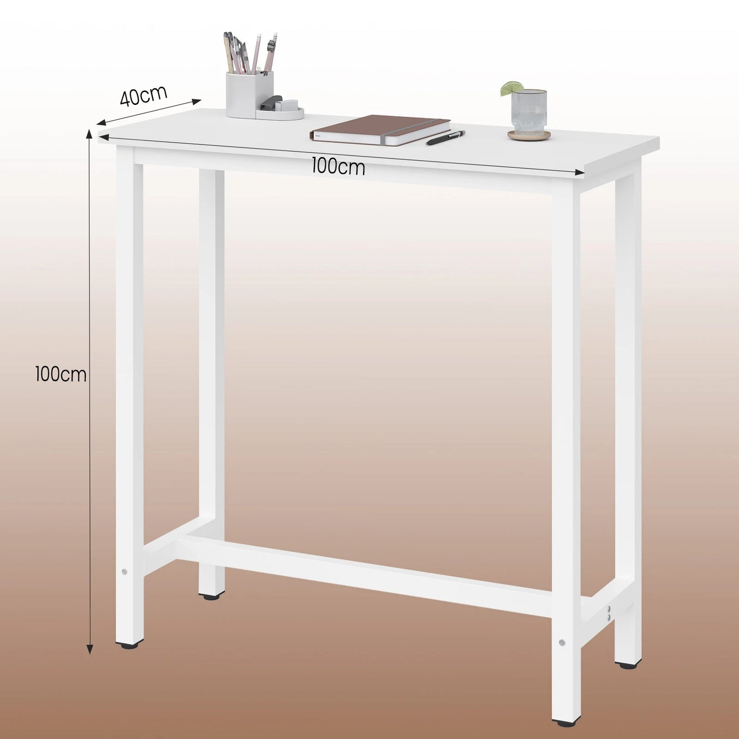 WOLTU Vintage Thick Pine Wood Top Iron Frame Bar Bistro Dining Table/Colors- Brown/White