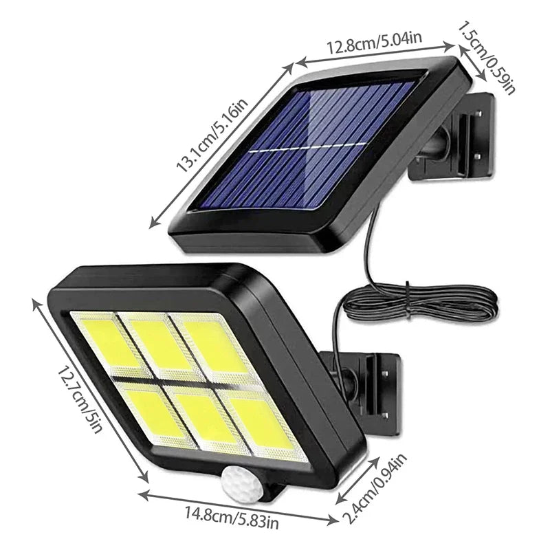 ZHIYU Outdoor Rectangle Black-White Plastic Body Solar-Powered Rechargeable Remote Control 3 Modes Split Warm-Cool White LED Intelligent Human Body Sensor Induction Waterproof Wall-Mounted Landscape Pathway Lights