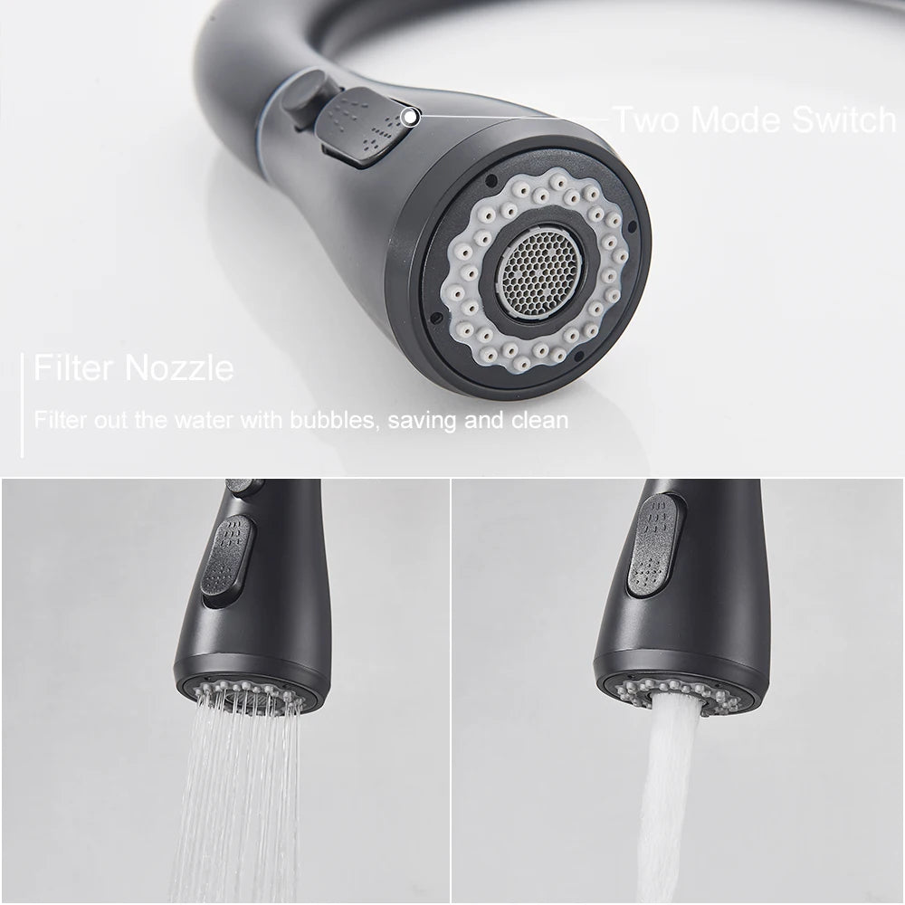 Kitchen Black-Silver Color Deck Mounted Brass Body Plastic Pull Out Single Sprayer Polished Chrome Faucets
