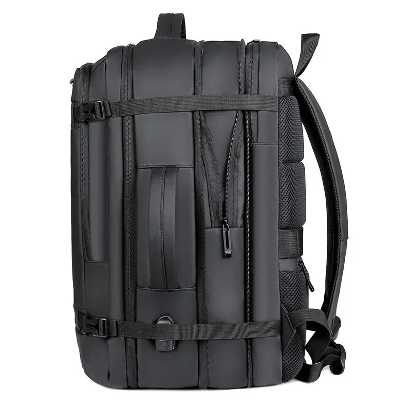 Men Oxford Polyester Expandable Interior Zipper External USB Charging Port Waterproof-Wear Resistant Travel Backpacks/ 17-inch Laptop Compartment/Backpack Straps-Handle/Keychain Holder/Colors-Black/Gray