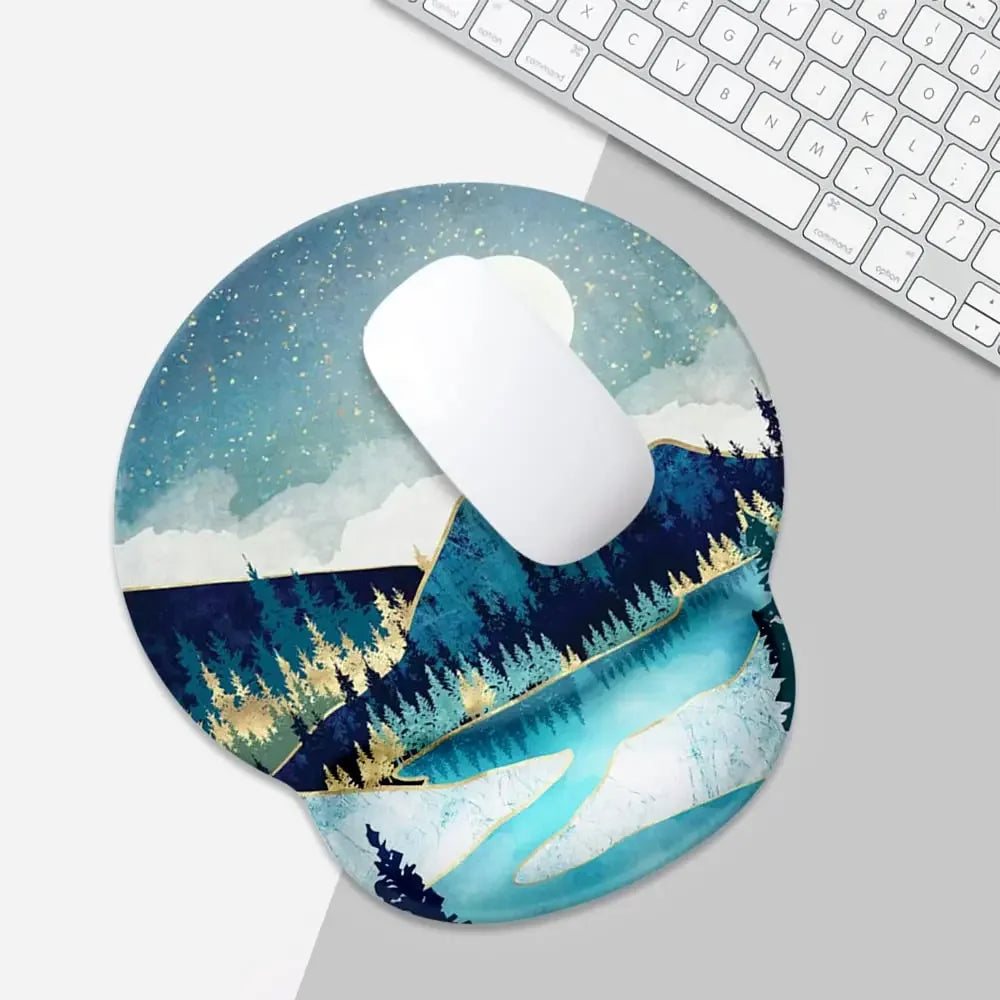 Unisex Customized Soft Non-Slip Rubber Base Wrist Rest Support Gaming Non-Toxic Laptop-Computer Mouse Pads/Colors-Blue/White