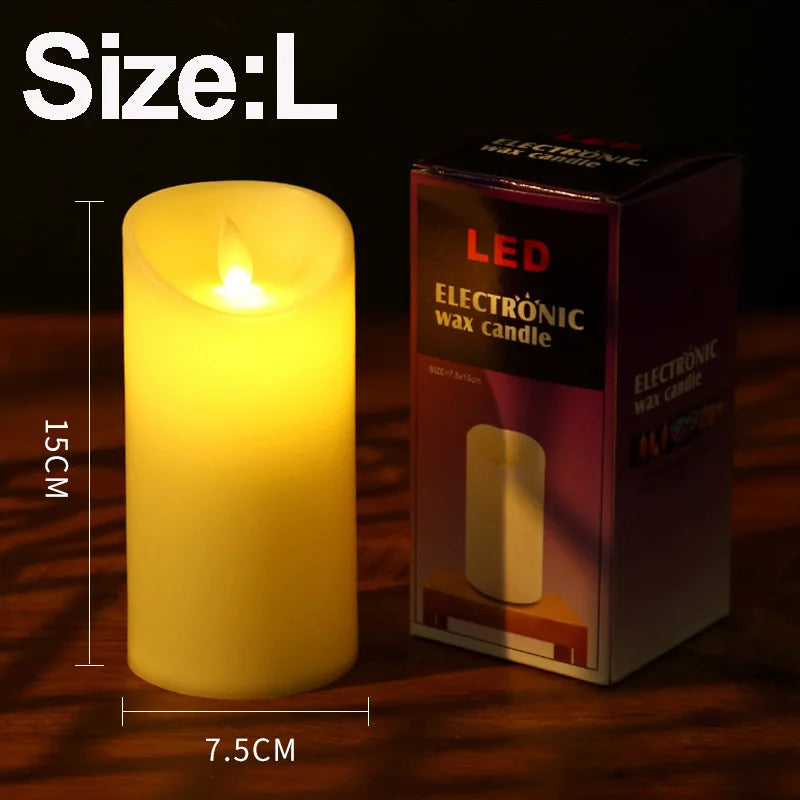 2 PCS Set Plastic Large Ivory Round LED Electronic Wax Warm Glowing Flameless Candles/3-AAA Batteries Not Included/ /Bulbs Not Included